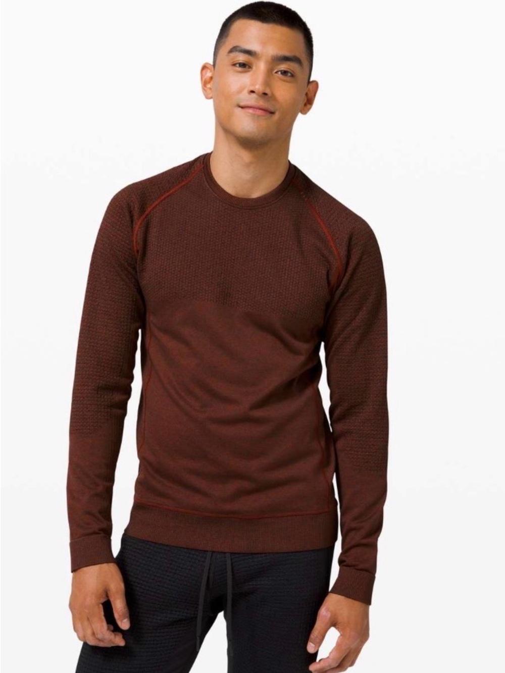 Lululemon Engineered Warmth Long Sleeve in Magma/Black